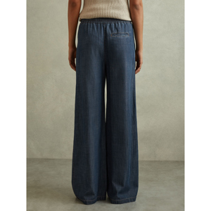 REISS Carter Denim Look Wide Leg Trousers